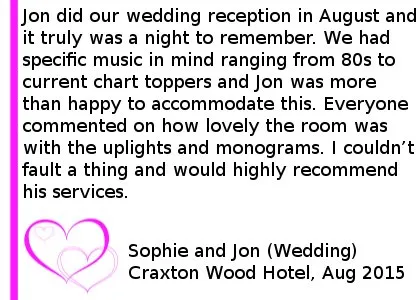 Craxton Wood Hotel Wedding DJ Review